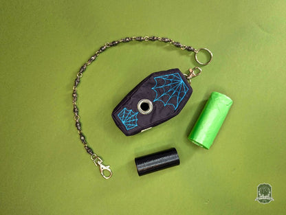 The Coffin | Black with Blue Spiderwebs | Poo Bag Holder