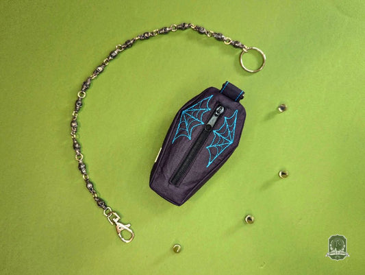 The Coffin | Black with Blue Spiderwebs | Poo Bag Holder