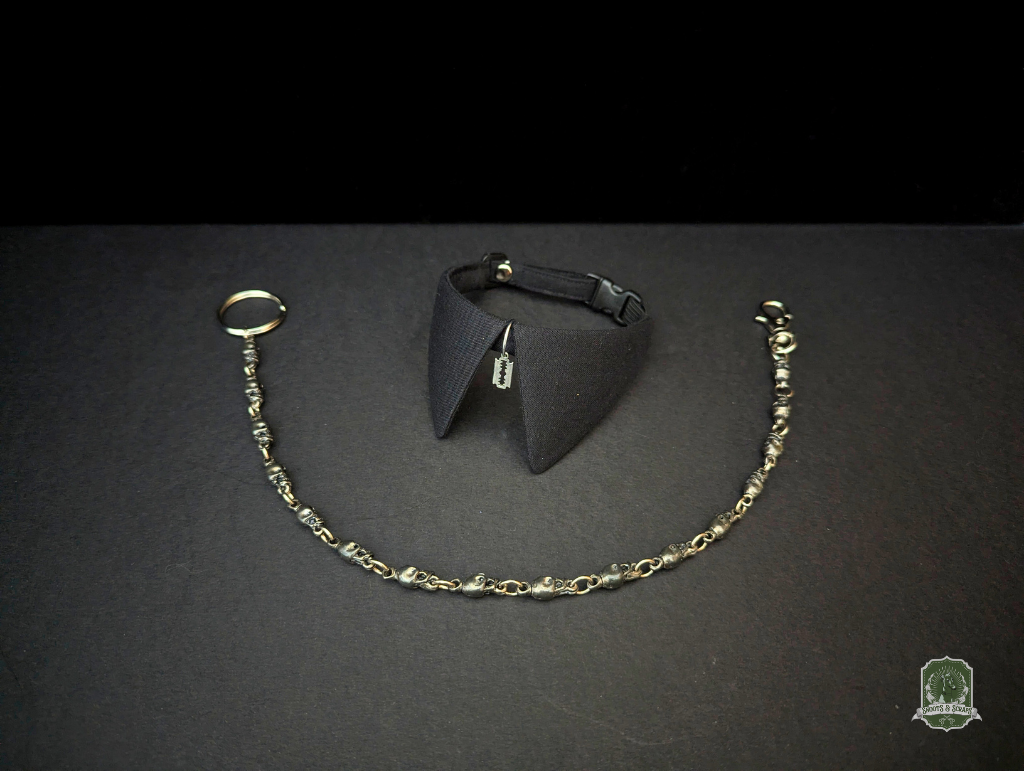 Black & Razorblade | Cat Collar with Charm