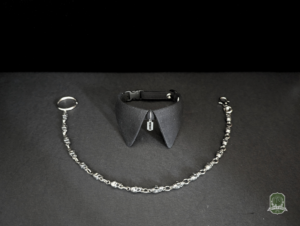 Black & Razorblade | Cat Collar with Charm