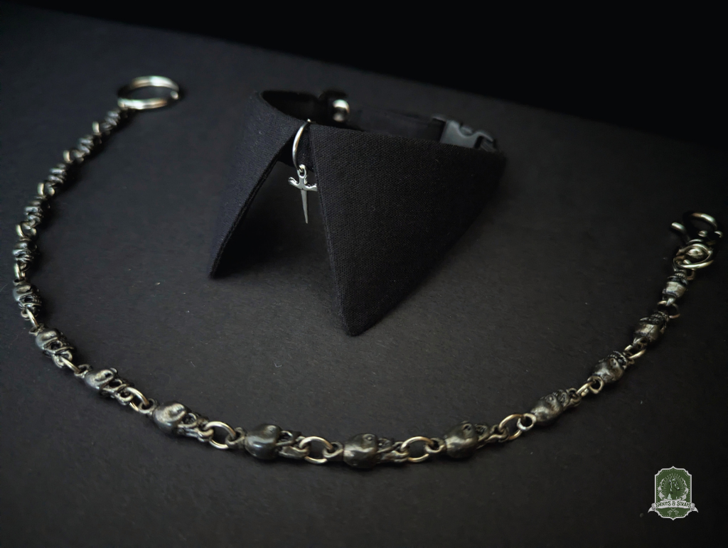 Black with Silver Dagger Charm | Cat Collar with Charm