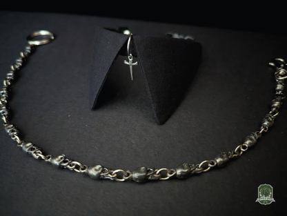 Black with Silver Dagger Charm | Cat Collar with Charm