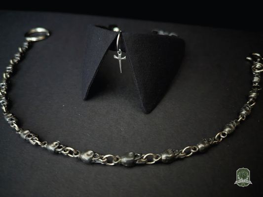 Black with Silver Dagger Charm | Cat Collar with Charm