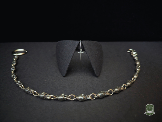 Black with Silver Dagger Charm | Cat Collar with Charm
