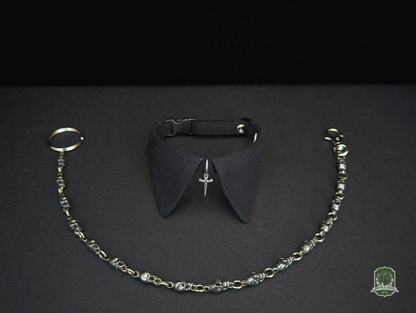 Black with Silver Dagger Charm | Cat Collar with Charm