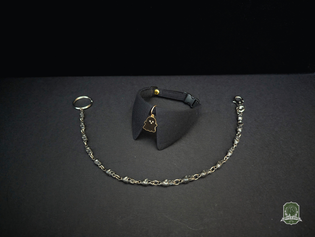 Black with Ghost Charm | Cat Collar with Charm