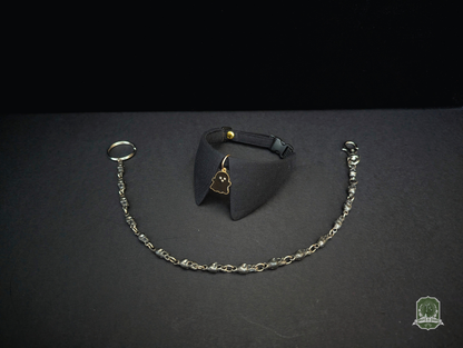Black with Ghost Charm | Cat Collar with Charm