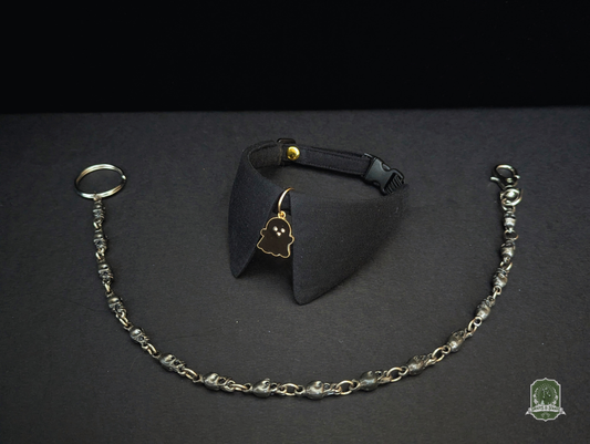 Black with Ghost Charm | Cat Collar with Charm
