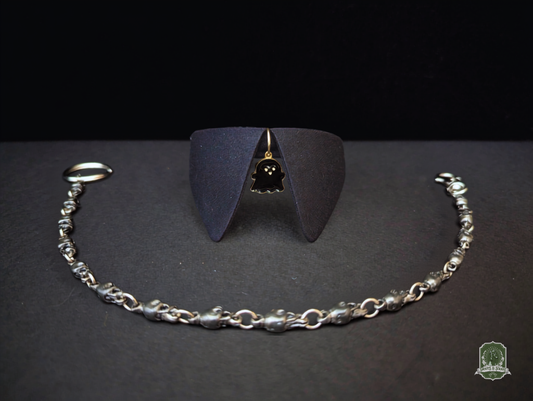 Black with Ghost Charm | Cat Collar with Charm