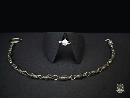 Black with Silver Planet Charm | Cat Collar with Charm