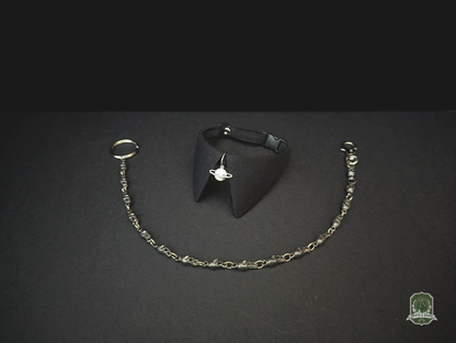 Black with Silver Planet Charm | Cat Collar with Charm