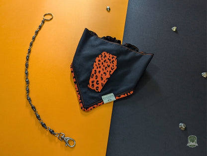 Black & Orange Leopard Coffin | Elastic Dog Bandana