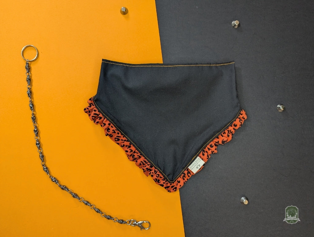 Black & Orange Leopard Frill | Elastic Dog Bandana