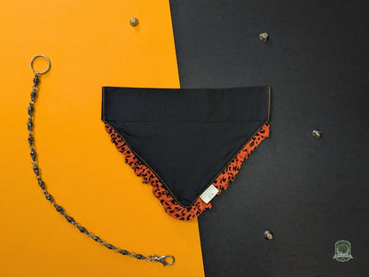 Black & Orange Leopard Print Frill | Slide On Collar Bandana