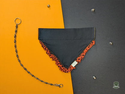 Black & Orange Leopard Print Frill | Slide On Collar Bandana