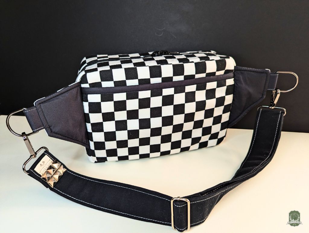 Snoots On The Go | Upcycled Dog Walking Bag | Black & White Checkerboard