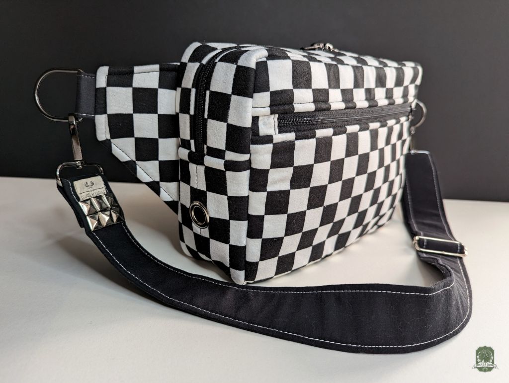 Snoots On The Go | Upcycled Dog Walking Bag | Black & White Checkerboard