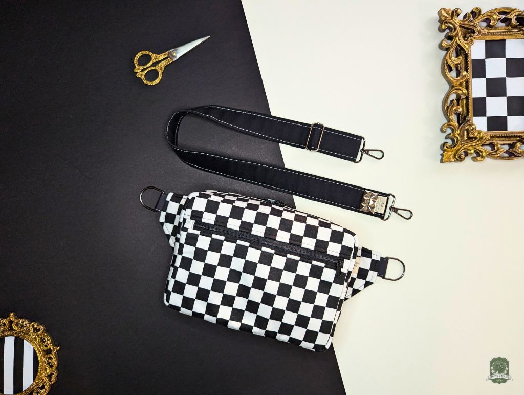 Snoots On The Go | Upcycled Dog Walking Bag | Black & White Checkerboard