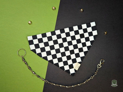 Black & White Checkered | Slide On Collar Bandana