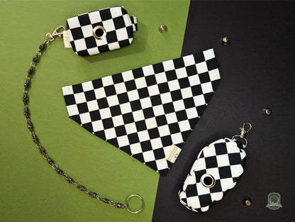 Black & White Checkered | Slide On Collar Bandana