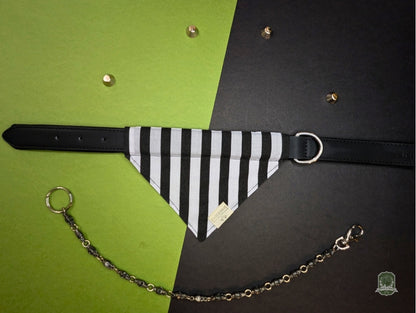 Black & White Stripes | Slide On Collar Bandana