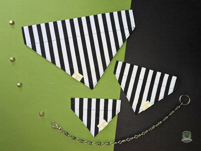 Black & White Stripes | Slide On Collar Bandana