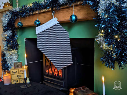 Black & White Stripes Coffin Stocking | Halloween & Christmas Stocking