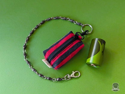 Mini | Poo Bag Holder | Black & Red Stripes