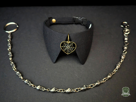 Black Heart-Shaped Spiderwebs | Cat Collar with Charm