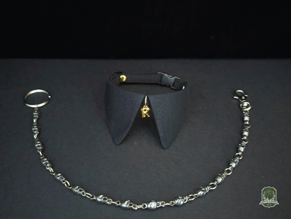 Pure Black | Cat Collar with Letter Charm