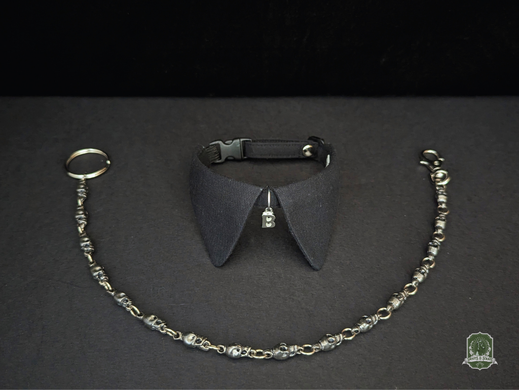 Pure Black | Cat Collar with Letter Charm