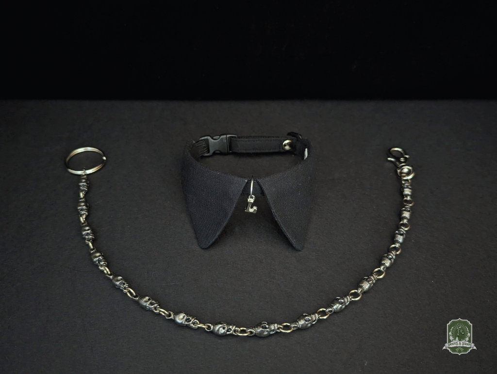 Pure Black | Cat Collar with Letter Charm