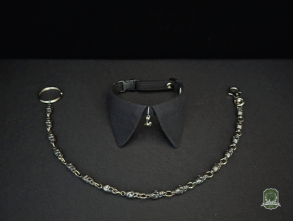 Pure Black | Cat Collar with Letter Charm