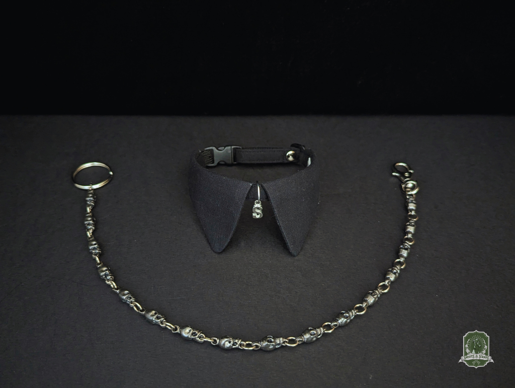 Pure Black | Cat Collar with Letter Charm