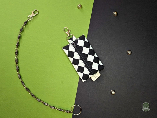 Flat | Poo Bag Holder | Black & White Diamond Checkerboard