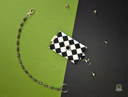 Flat | Poo Bag Holder | Black & White Diamond Checkerboard