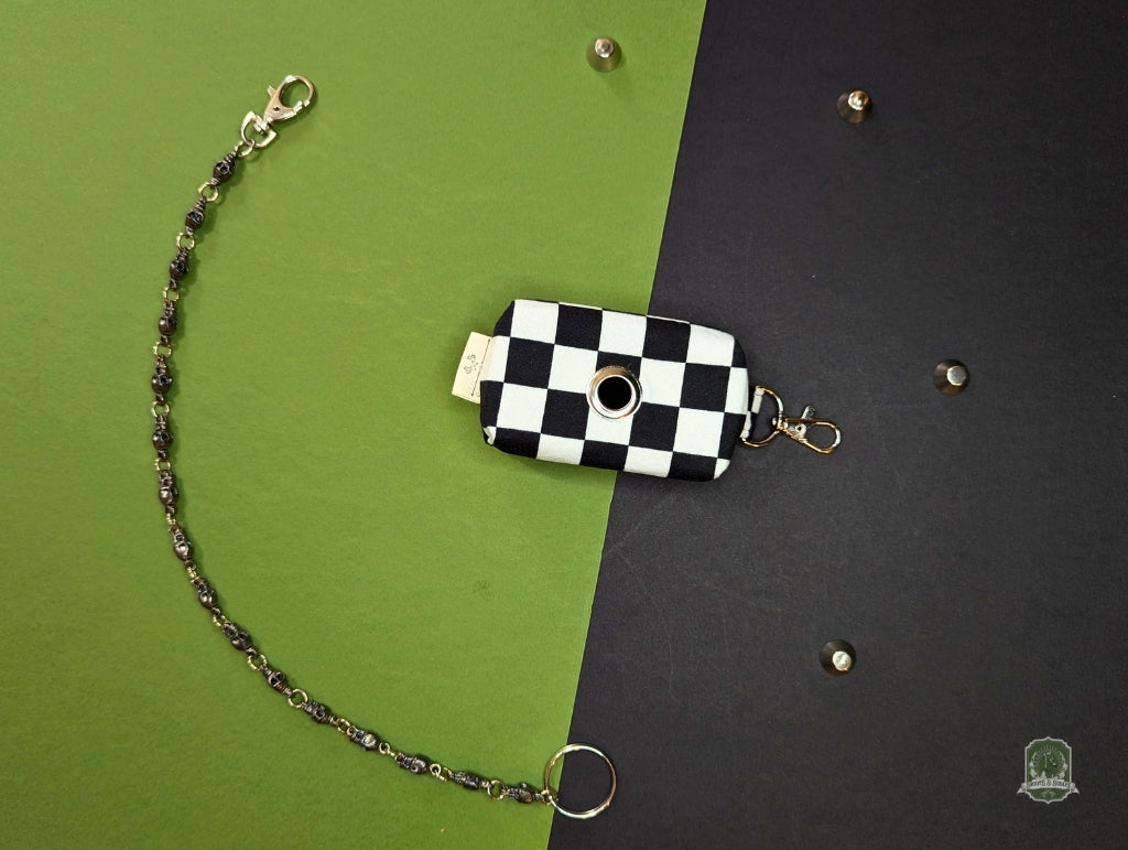 Mini | Poo Bag Holder | Black & White Checkerboard