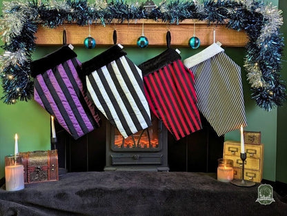 Black & Violet Quilted Coffin Stocking | Halloween & Christmas Stocking