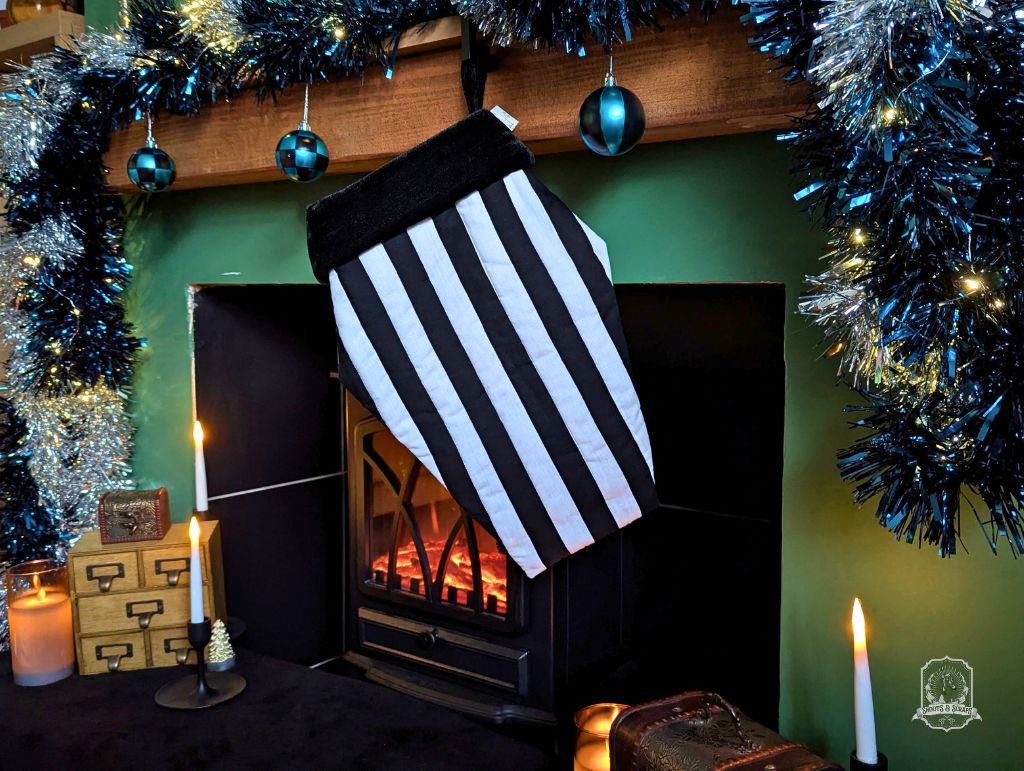 Black & White Quilted Coffin Stocking | Halloween & Christmas Stocking