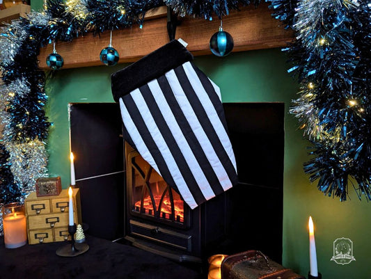Black & White Quilted Coffin Stocking | Halloween & Christmas Stocking