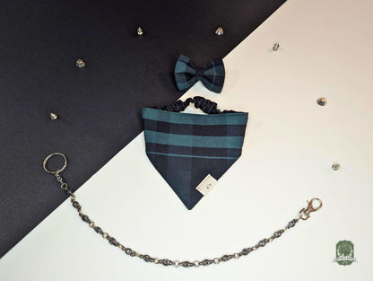 Green & Black Tartan | Elastic Dog Bandana
