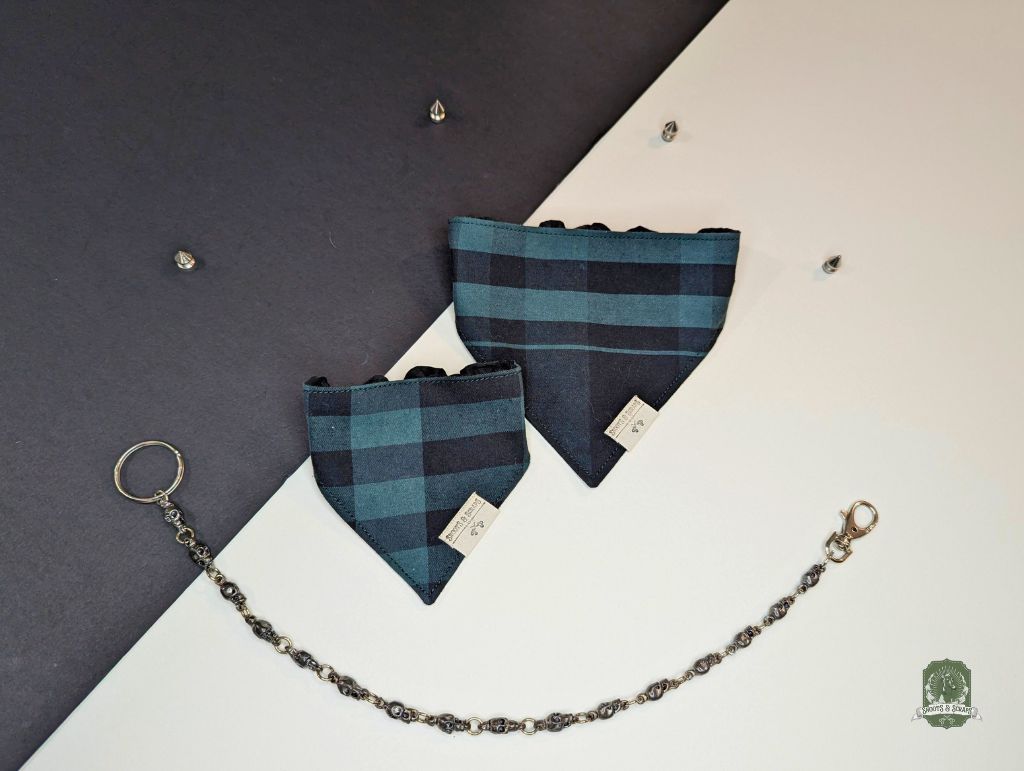 Green & Black Tartan | Elastic Dog Bandana
