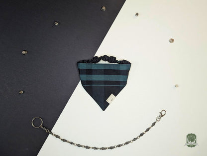 Green & Black Tartan | Elastic Dog Bandana