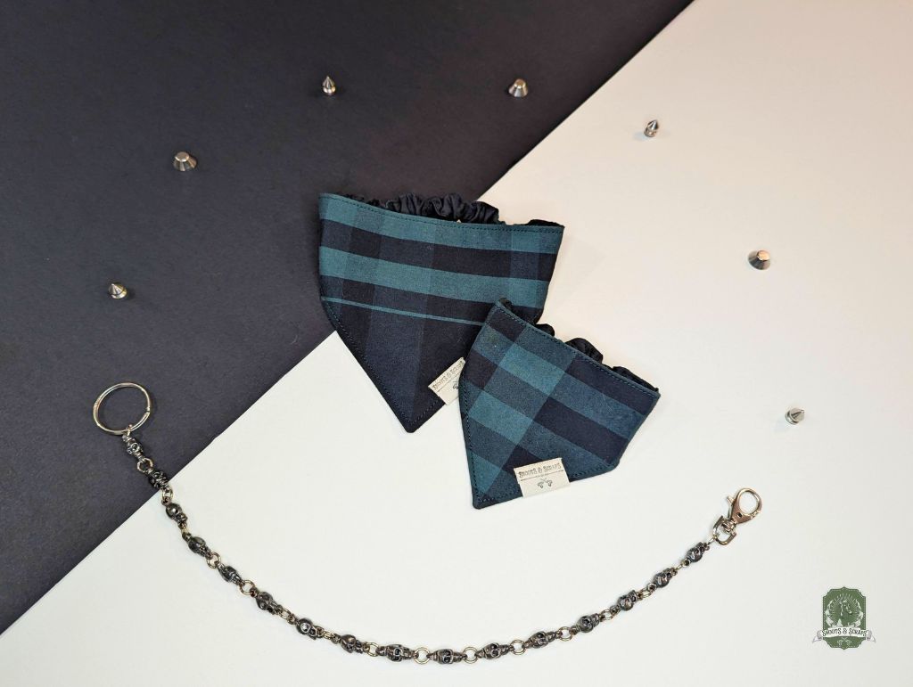 Green & Black Tartan | Elastic Dog Bandana