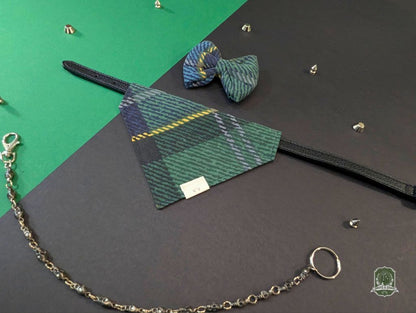 Green & Blue Plaid | Slide On Dog Bandana