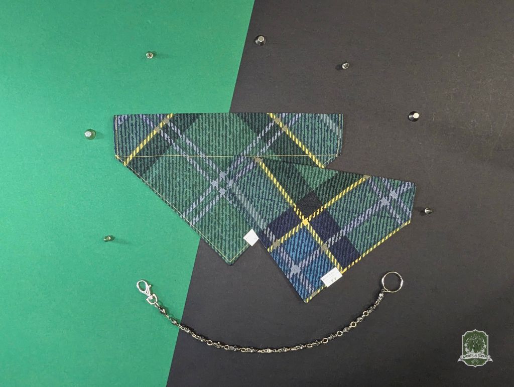 Green & Blue Plaid | Slide On Dog Bandana