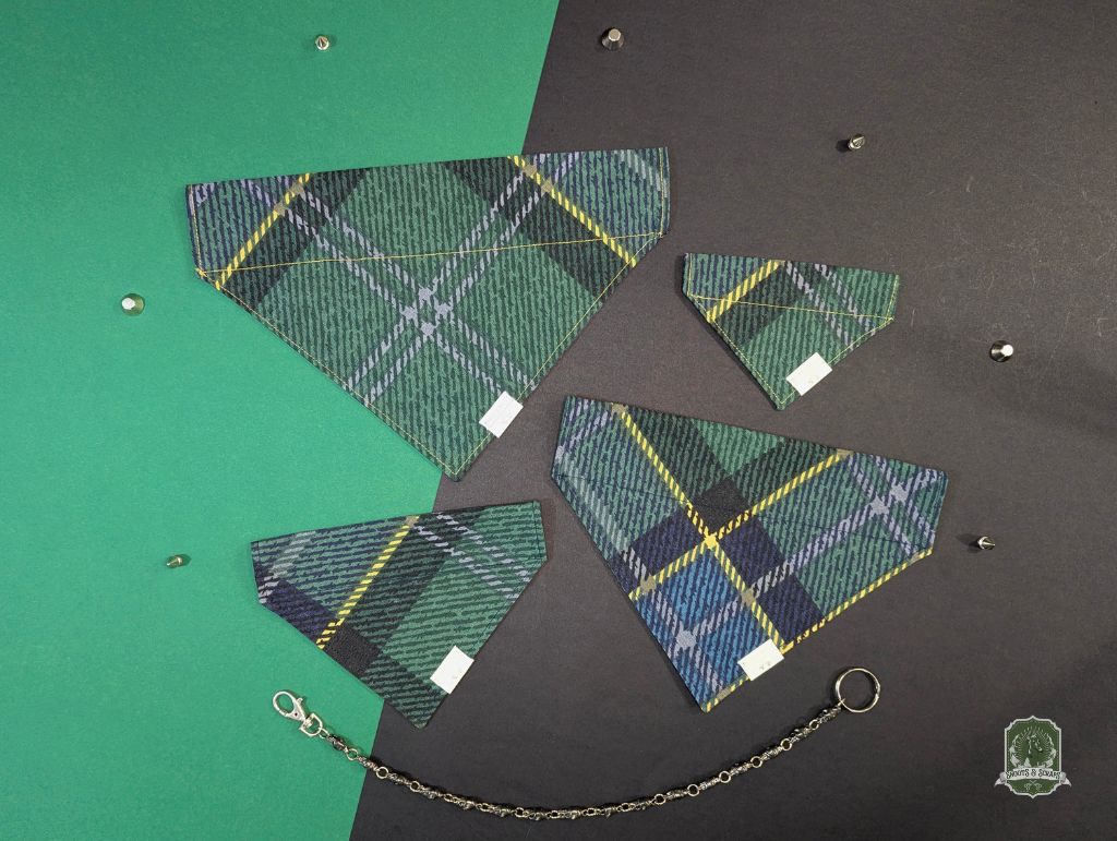 Green & Blue Plaid | Slide On Dog Bandana