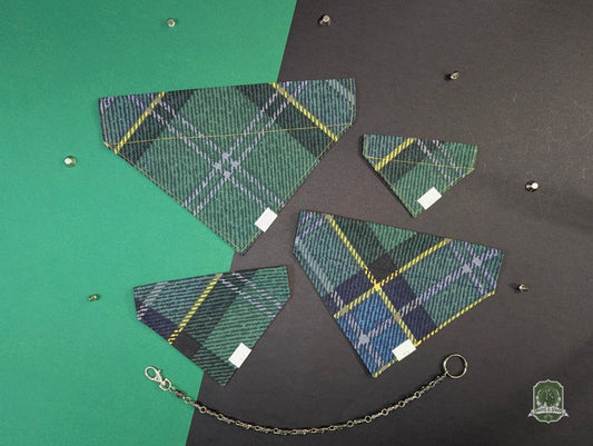 Green & Blue Plaid | Slide On Dog Bandana