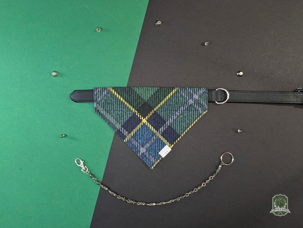Green & Blue Plaid | Slide On Dog Bandana