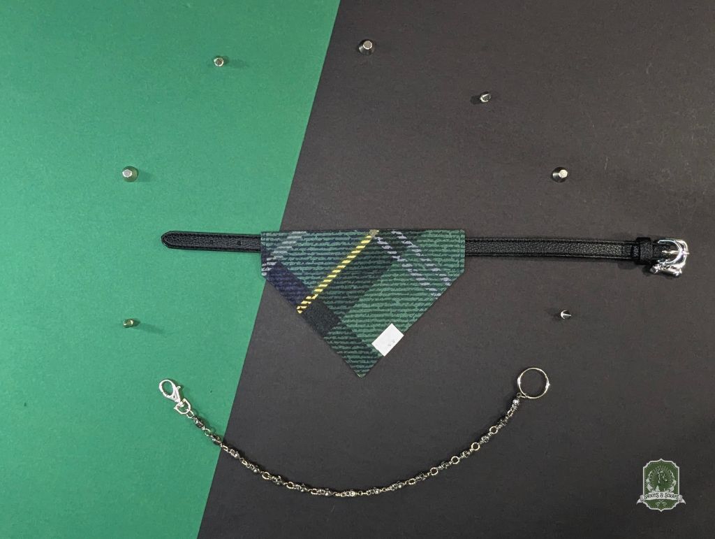 Green & Blue Plaid | Slide On Dog Bandana